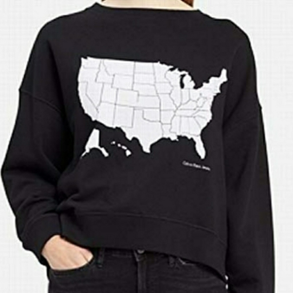 NEW!CALVIN KLEIN U.S.A. Graphic Boat Neck Sweater